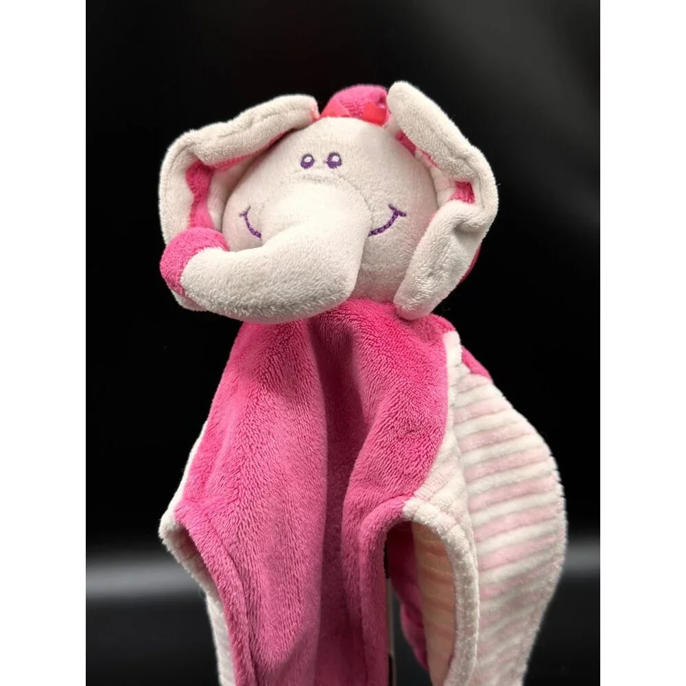 Stephan Baby Elephant Pink Plush Security Blanket Lovey Teether Rings Knot READ‎